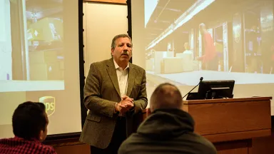 Jack Levis, of UPS, speaks to Drexel LeBow Business students about big data