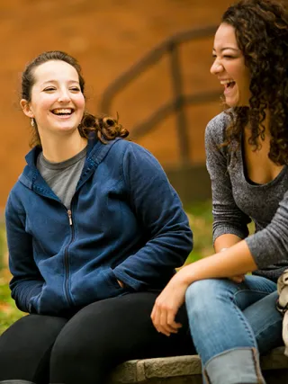 Undergraduate students talking outside