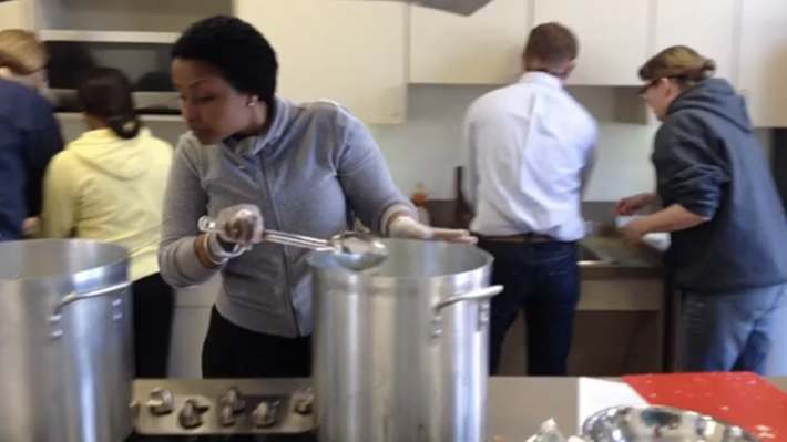 Making soup in the Dornsife Center for Neighborhood Partnerships