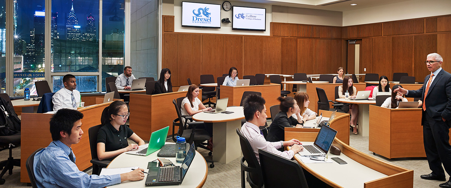 Drexel LeBow graduate students in a classroom