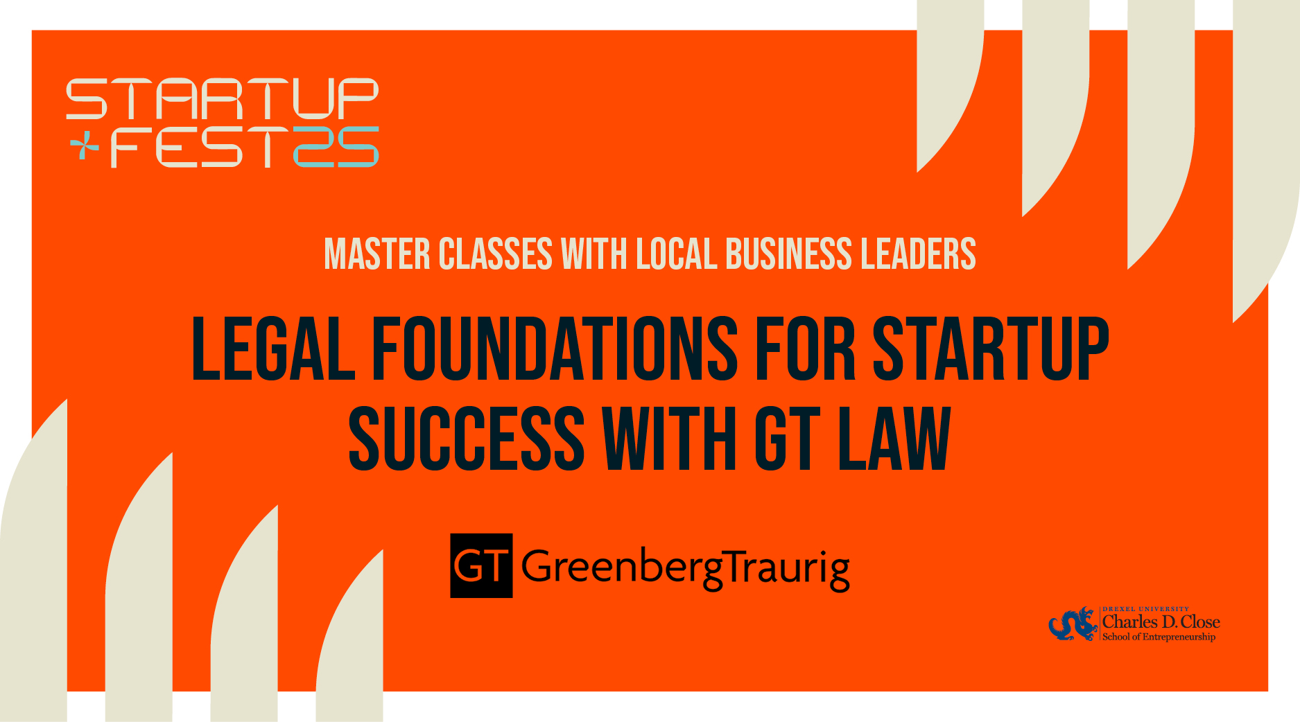 Event infographic for Legal Foundations for Startup Success with GT Law