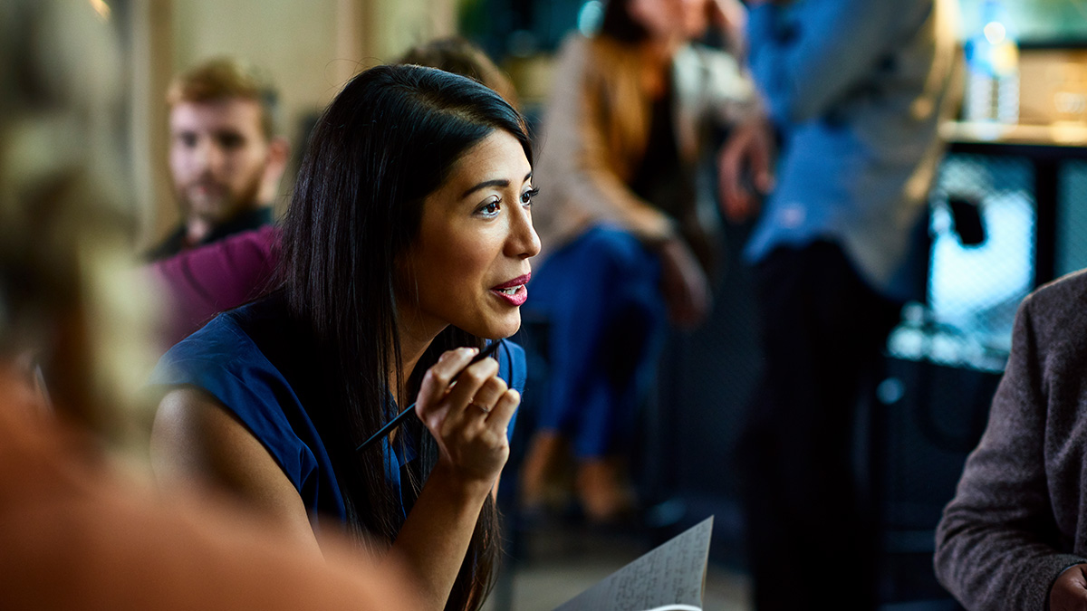 A woman at a networking event