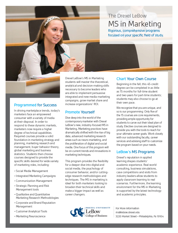 MS in Marketing Fact Sheet Masters in Marketing