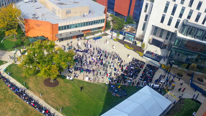 aerial view of LeBow Hall