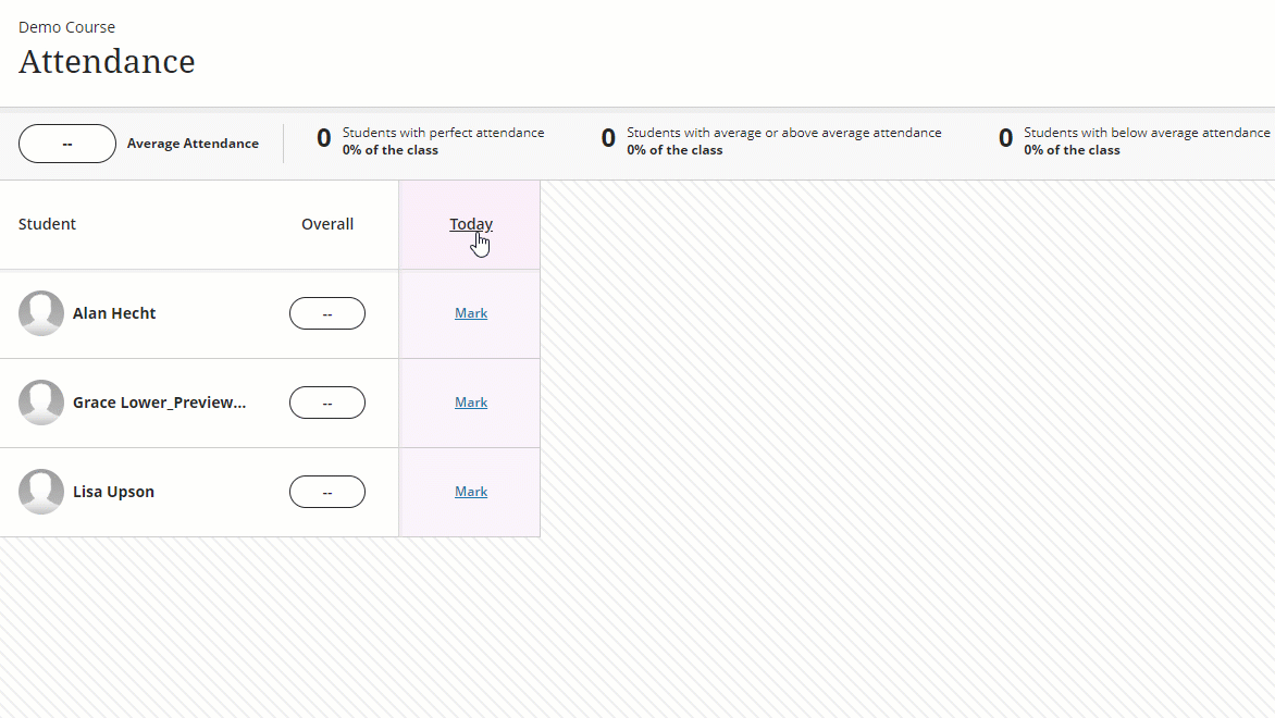 Editing attendance columns Editing attendance columns