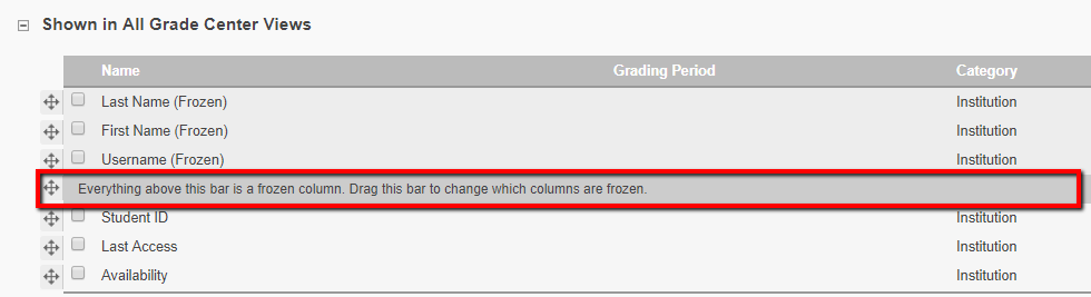 Screen capture of freeze column tool Screen capture of freeze column tool