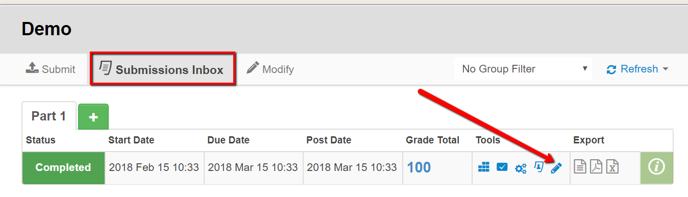 Screen capture of Turnitin pencil icon screen capture of Turnitin pencil icon