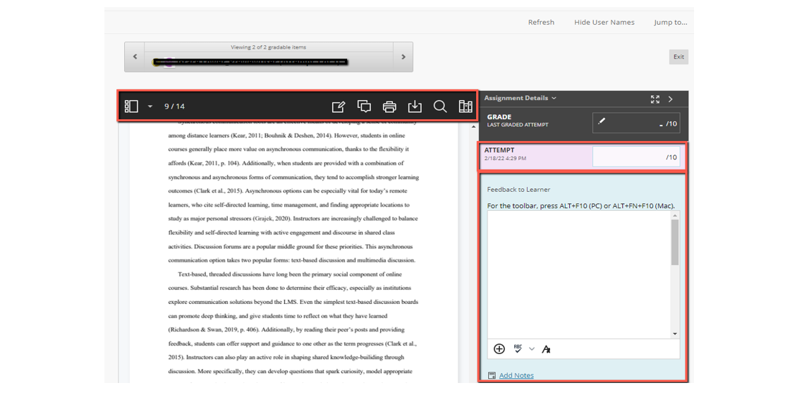 Student Submission page Student Submission page