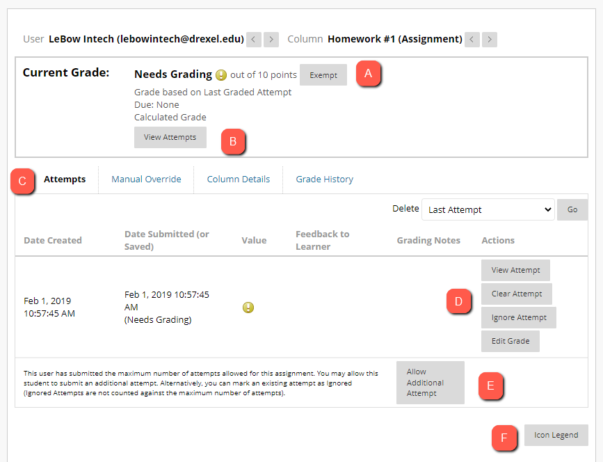 Grade Details Page Grade Details Page