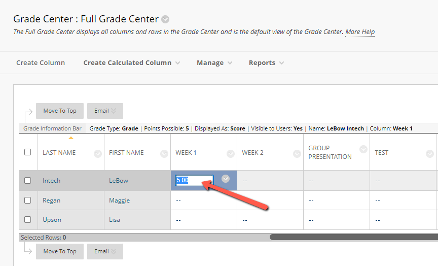 Add score to grade column