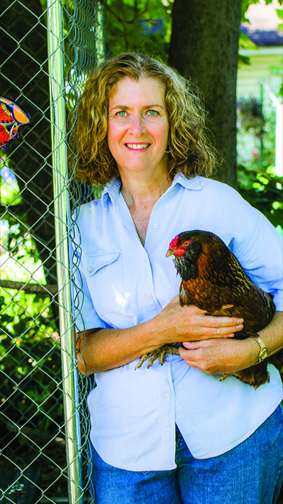 Maureen Breen and her chicken