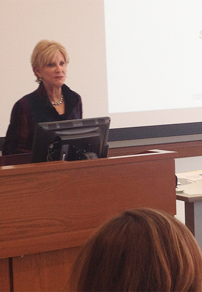 Marjorie Brody at the podium