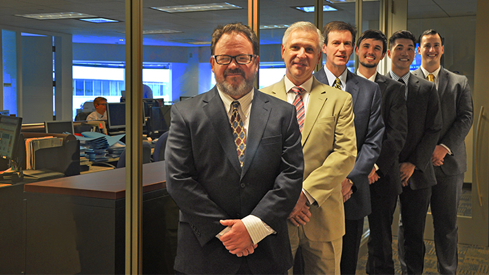 Doug Roman MS ‘89, Joe Jordan ‘78, Michael Coleman ‘12 and Mark Batty ’84, MS ‘89