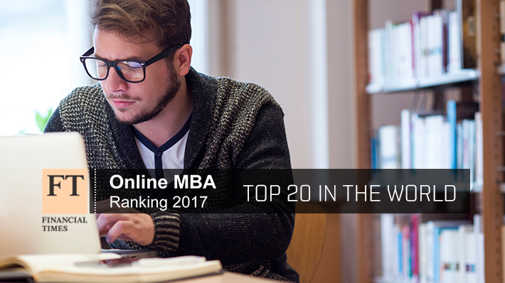 Online student on a laptop Financial Times Online MBA Ranking ranks LeBow MBA a top 20 program in the world