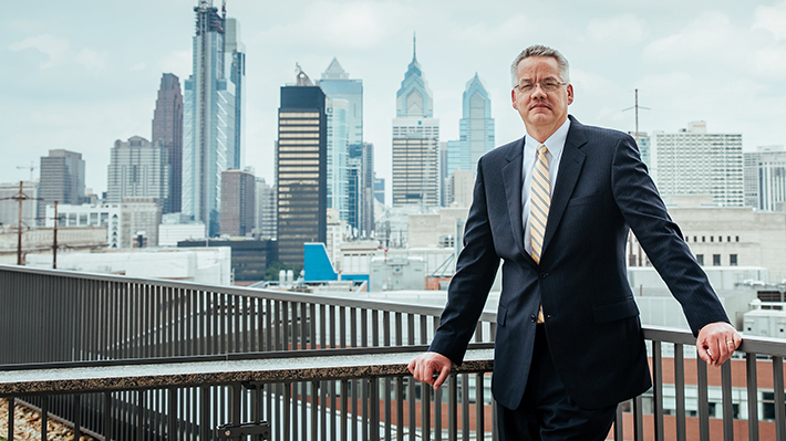 Interim Dean Paul Jensen on GHall terrace