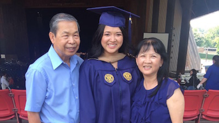 Kiri Khong and Her Parents at Graduation