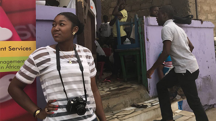 Emma Mitchell at an orphanage in Ghana with the Wings of Hope Foundation