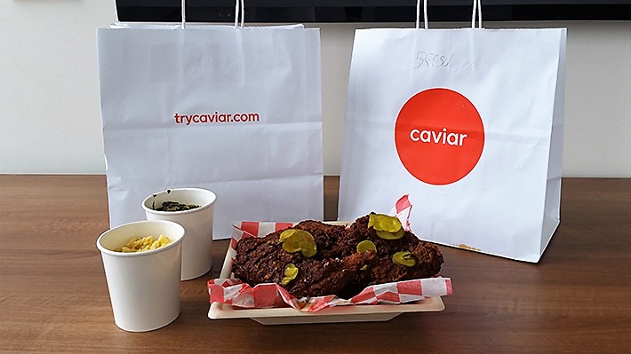 Kevin Sbraga hot chicken from Caviar