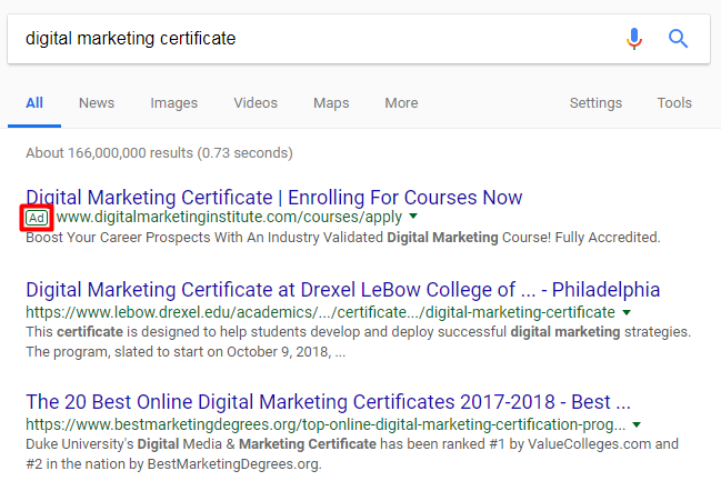 SEO Digital Marketing Search Results