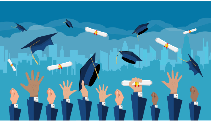 When to get an MBA image Students graduating throw caps in the air