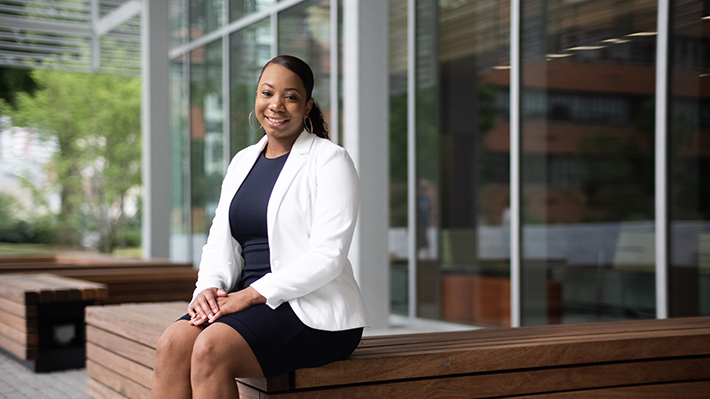 Cayla-Simone Riggs Vanguard Professional and LeBow Alumni poses for a photo