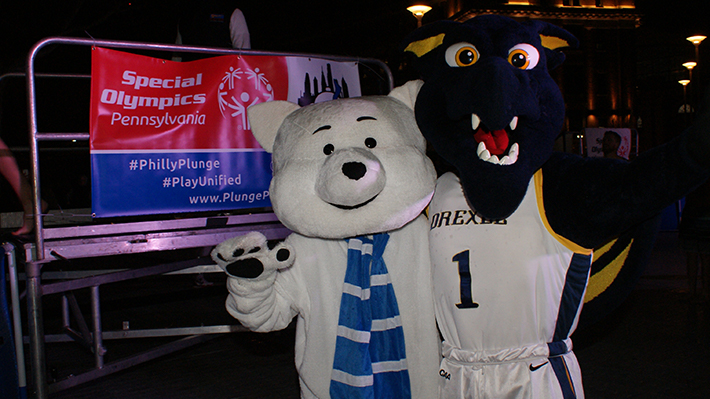 Chilly, Special Olympics Pennsylvania mascot with Drexel's Mario the Magnificent