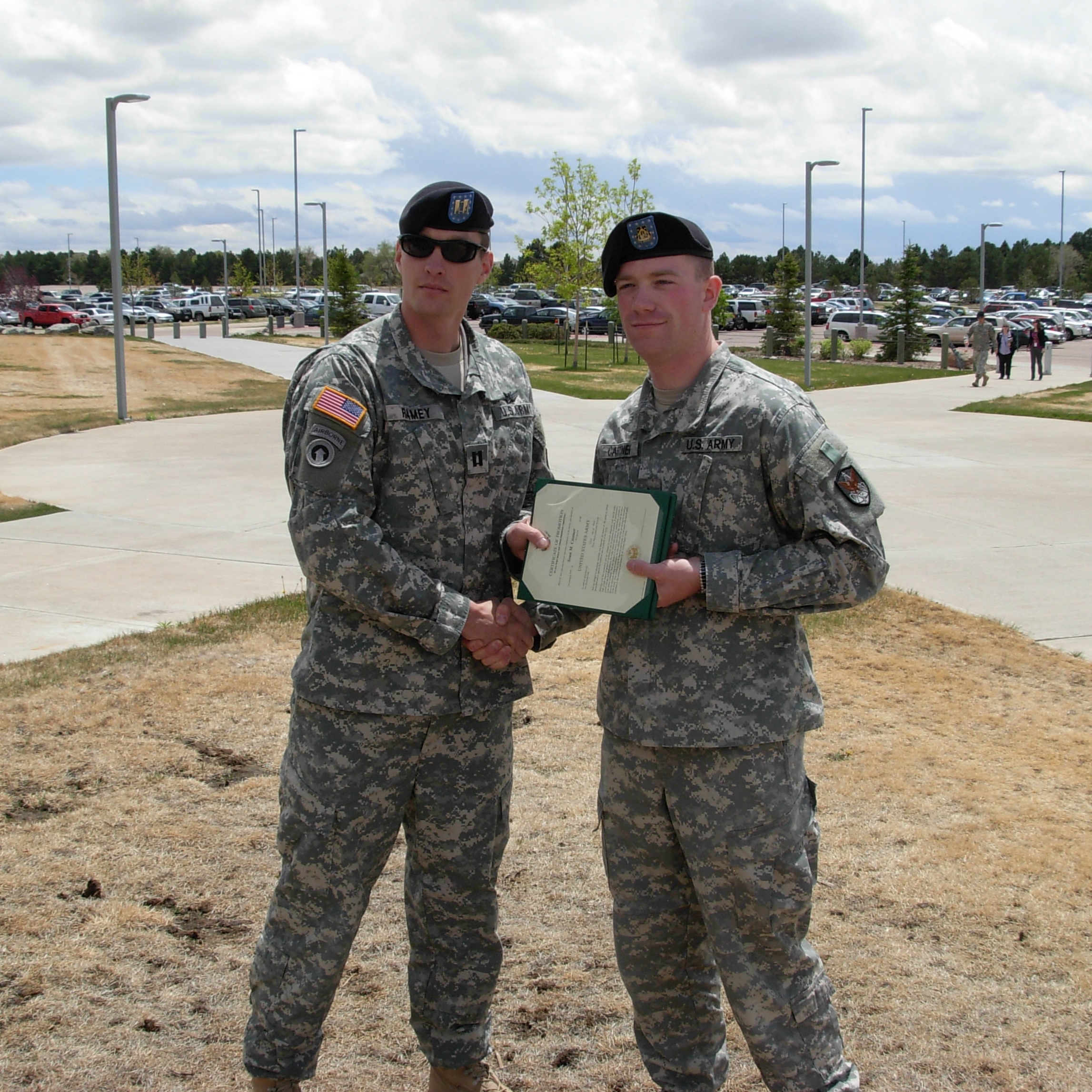 Drexel LeBow DBA student William Ramey (left) during US Army promotion ceremony