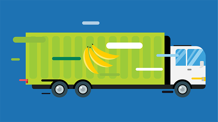 Truck delivering groceries