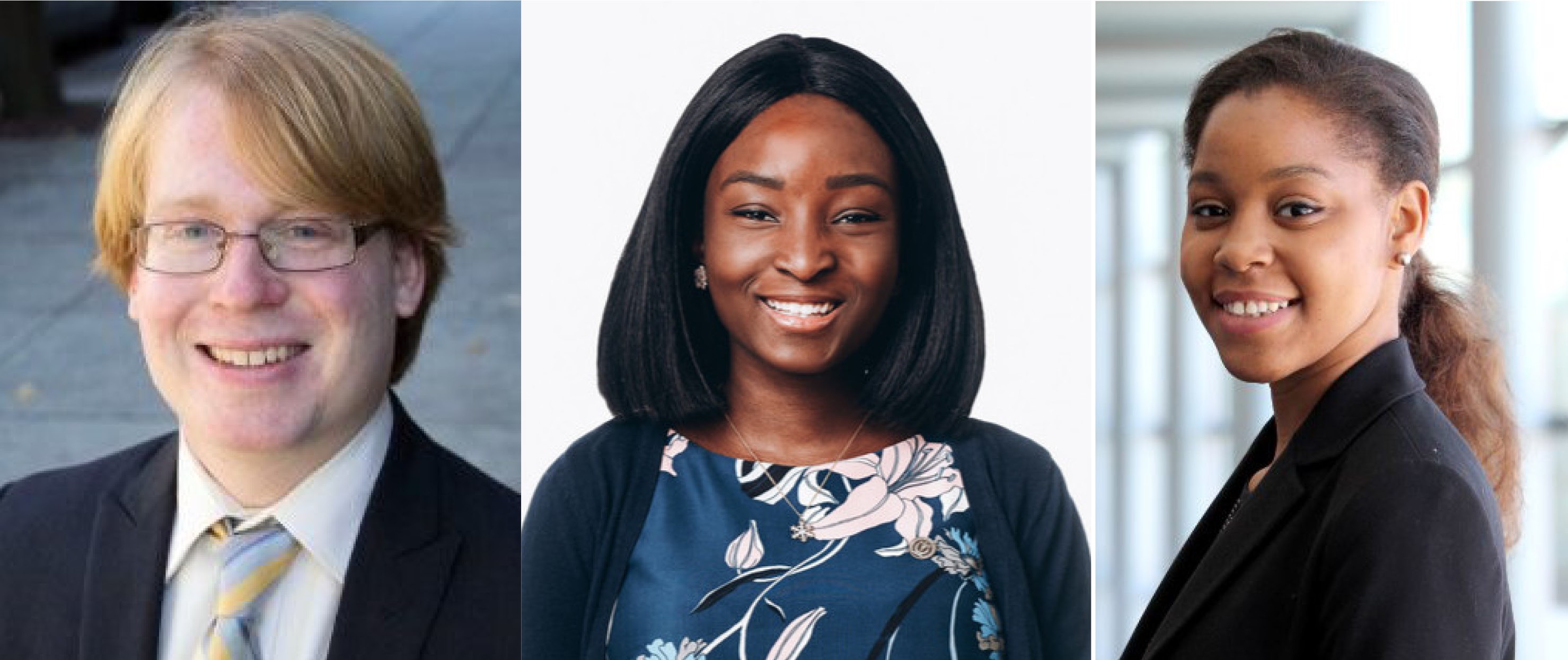 LeBow graduates Jacob Adamcik '16, Lola Bakare '18 and Shalom Ikhena '18