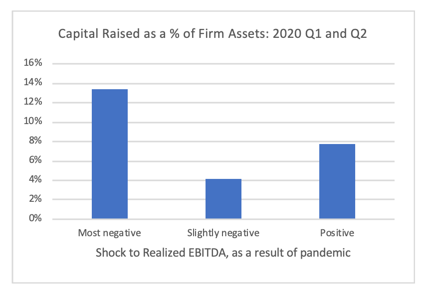 Chart - Capital Raised as a percent of firm assets - 2020 Quarter 1 and 2