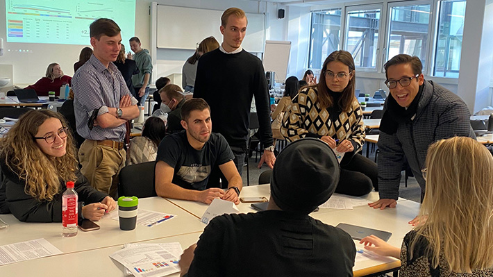 Students participating in a classroom debate