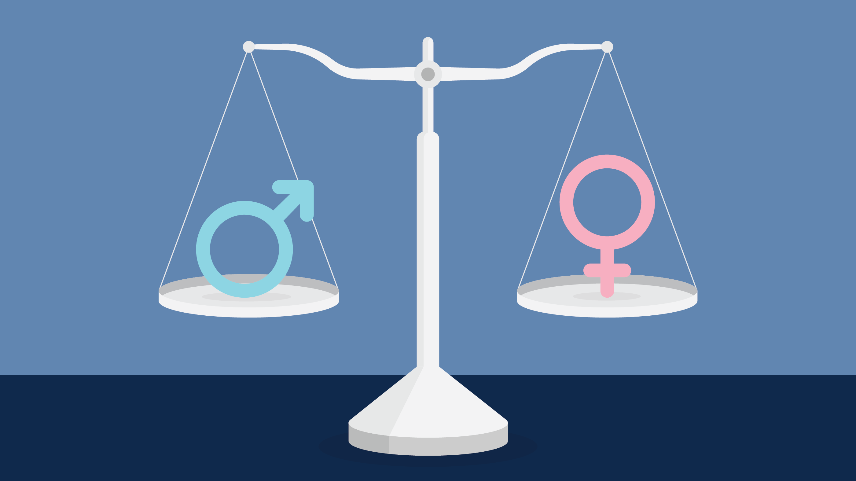 Male symbol and female symbol on the scale Male symbol and female symbol on the scale