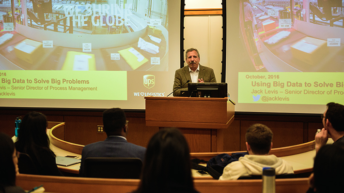Jack Levis, of UPS, speaks to Drexel LeBow Business students about big data