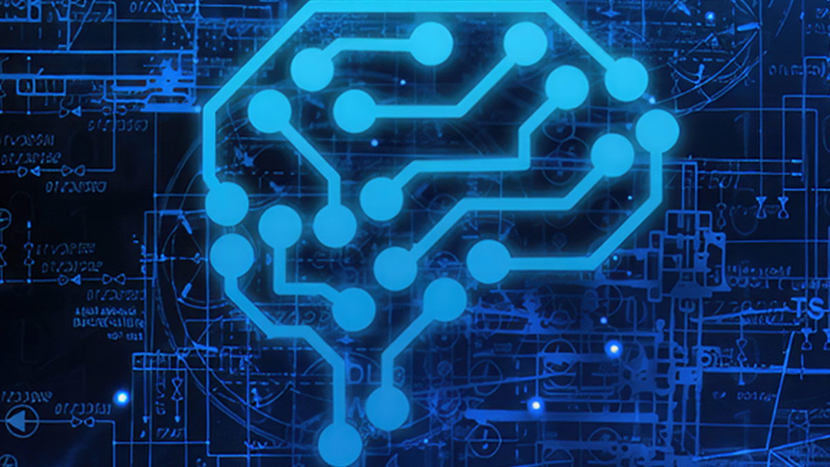 An image of a brain with circuits superimposed