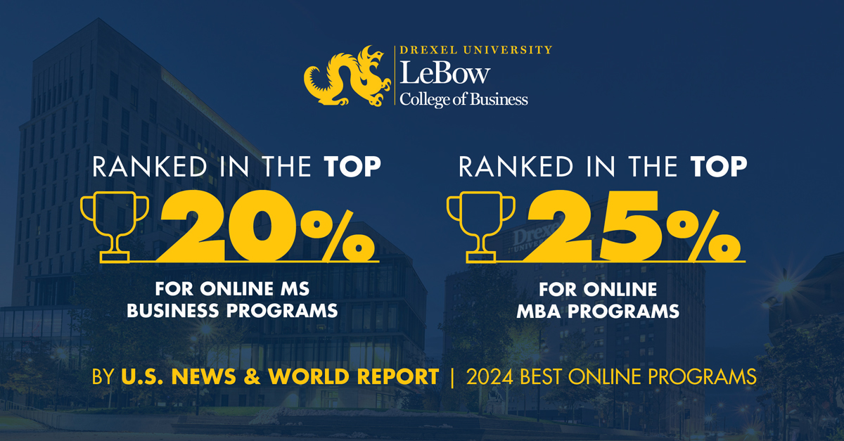 U.S. News and World Report rankings for LeBow's online business degree programs