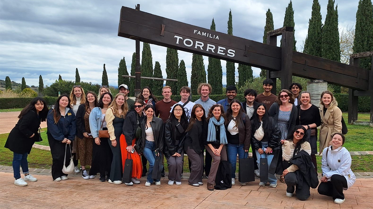 LeBow undergraduate students and their professor at Familia Torres winery in Barcelona, Spain LeBow undergraduate students and their professor at Familia Torres winery in Barcelona, Spain