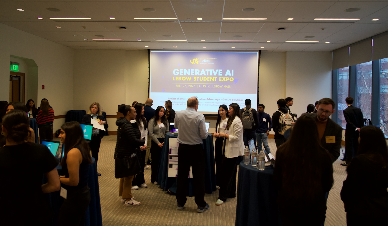 Students present at the Generative AI LeBow Expo