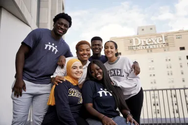 LeBow BRIDGE students on the 7th floor terrace