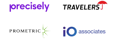 Sponsor Logos: Precisely, Travelers, Prometric, io associates