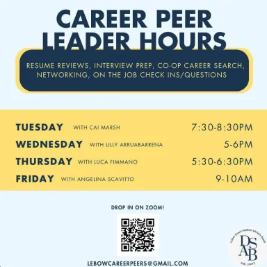 Career peer leader hour schedule graphic 