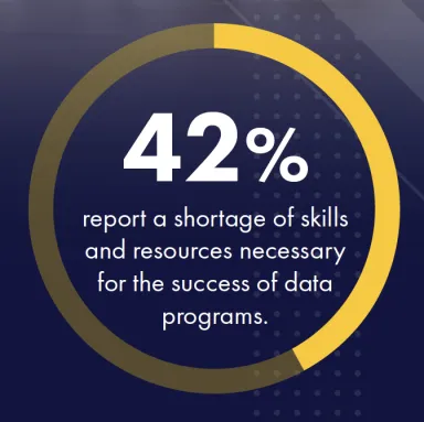 2025 Precisely Outlook Report Stat: 42% report shortage of skills and resources necessary for success of data programs.