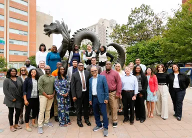 Drexel LeBow's 8th DBA cohort hanging out with Mario the Magnificent