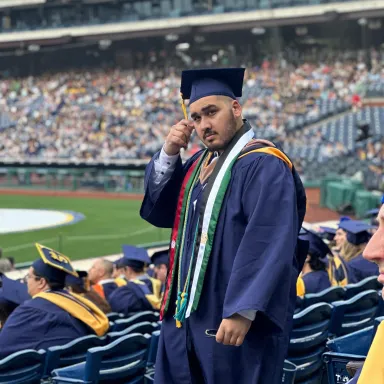 Mosab Mohammadi, BSBA legal studies '24, MBA '25, at the Drexel 2024 Commencement