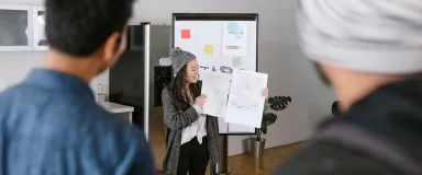 a student at the Close School presents her startup idea during a co-op
