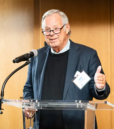 Mike Lawrie addresses the latest cohort of Lawrie Fellows