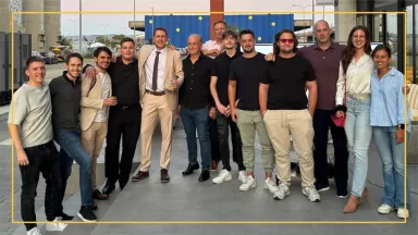 Vice Dean Chuck Sacco and students in Belgrade, Serbia