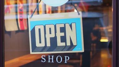 Open sign on a store