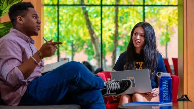 Students studying in GHALL lobby