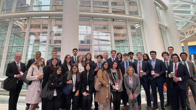 LeBow undergraduate finance students on a trip to New York City in 2024