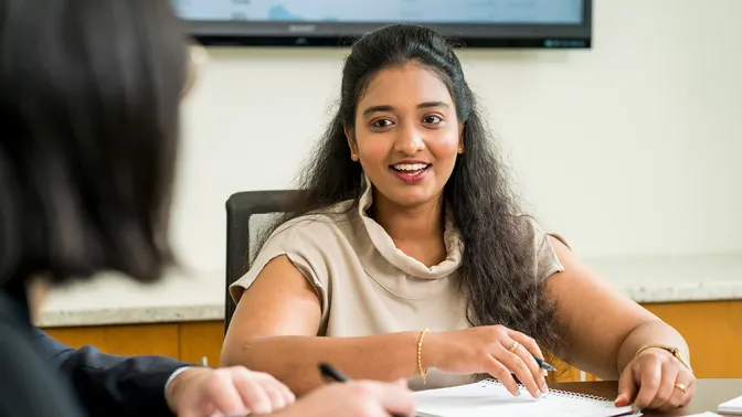Drexel LeBow MBA student engaged in discussion during a CPA-ready concentration in professional accounting class.
